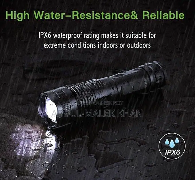 5000 Lumen Rechargeable Tactical Flashlight,XHP50 LED for Hiking Hunti