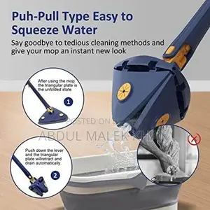 360° Rotatable Adjustable Cleaning Mop Extendable Triangle Mop with Long Handle Hand Twist Quick Dry Mop