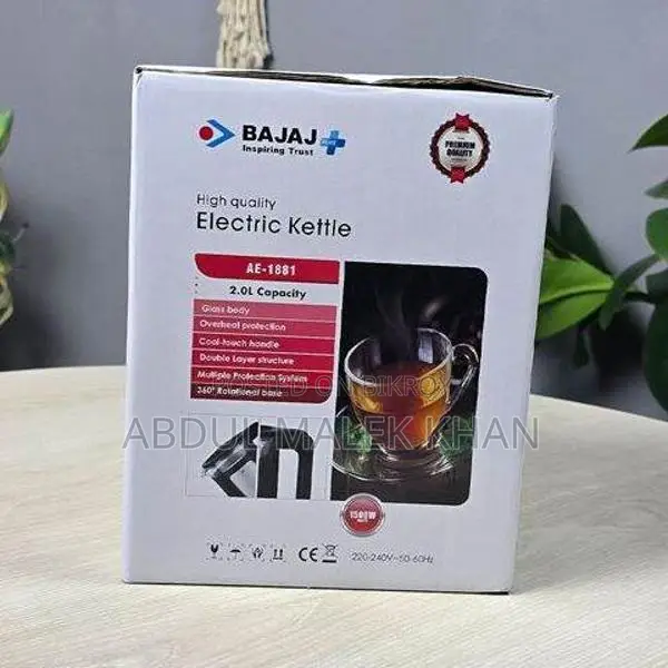 বাজাজ AE1881 ডাবল লেয়ার ইলেকট্রিক গ্লাস কেটলি - ২ লিটার - কালো দ্রুত