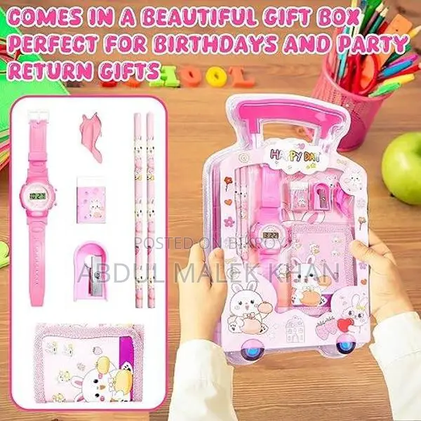 7 Pcs Stationery Set Toy for Kids - School Supply Kit with Pencil, Era