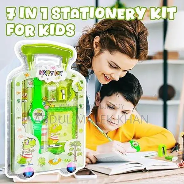 7 Pcs Stationery Set Toy for Kids - School Supply Kit with Pencil, Era