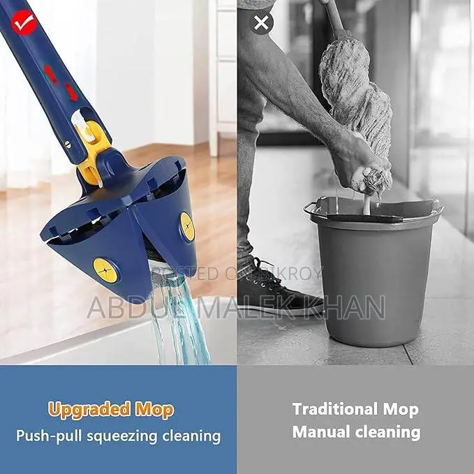 360° Rotatable Adjustable Cleaning Mop Extendable Triangle Mop with Long Handle Hand Twist Quick Dry Mop