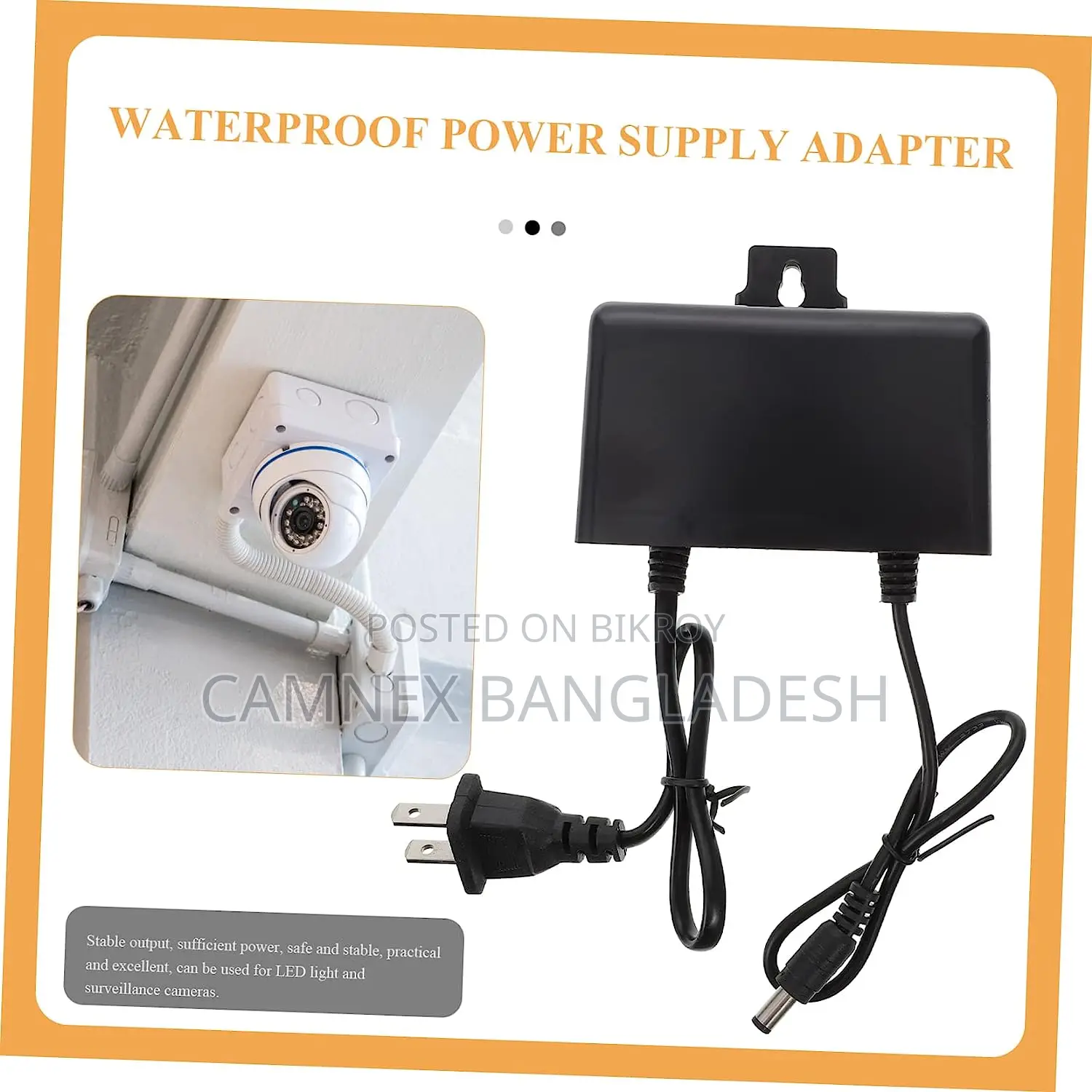 NexaKey NX-122 12V/2A Waterproof DC Power Adapter for CC Camera