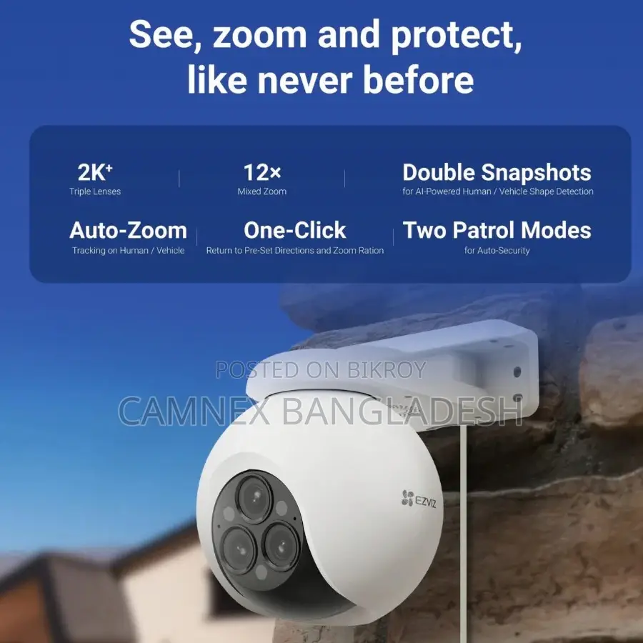 EZVIZ H80f Multi 12MP Triple-Lens 2K+ Smart WiFi PTZ Outdoor Security 