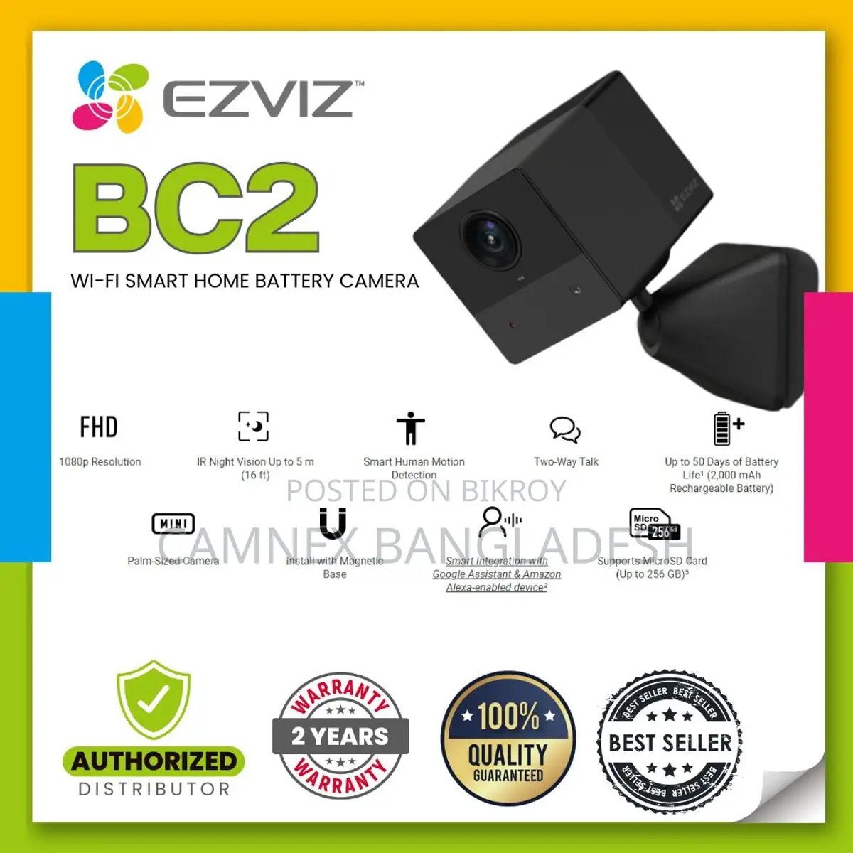 Ezviz Wi-Fi Smart Home Battery Camera CS-BC2 (A0-2C2WPFB)