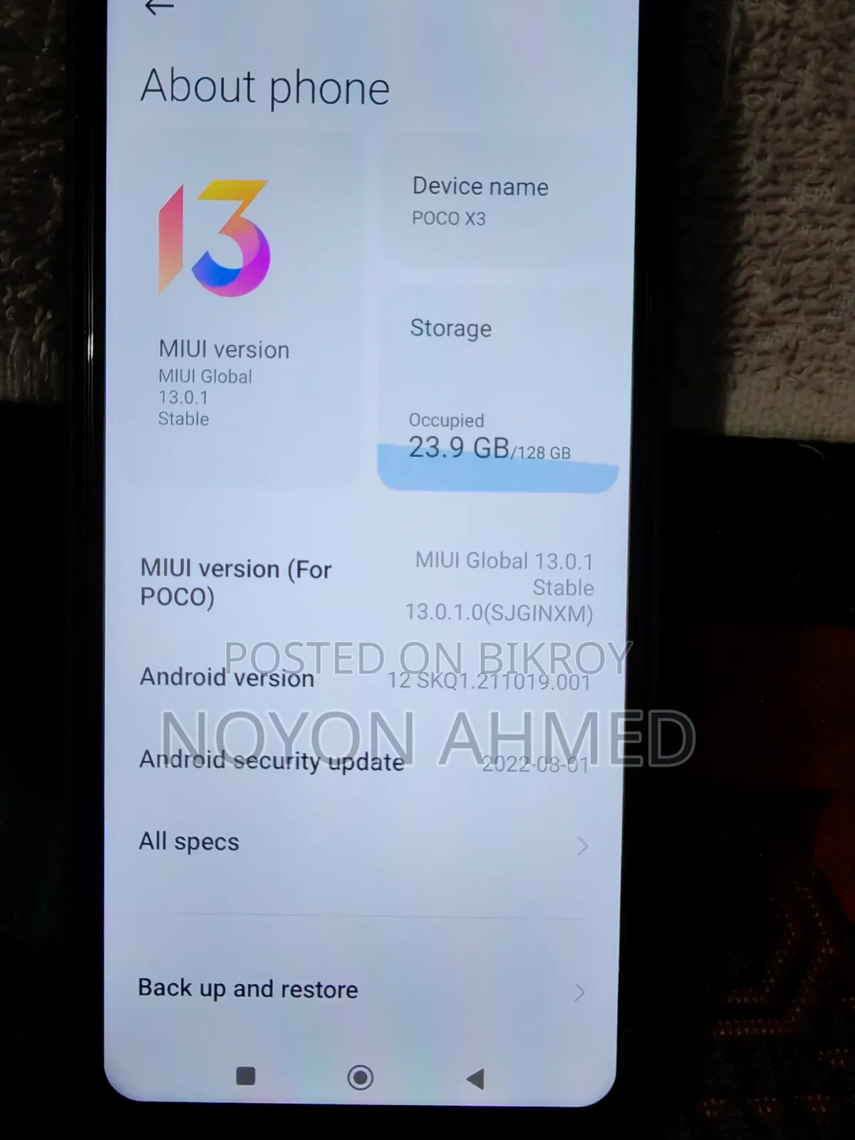 Xiaomi Poco X3 128 GB Blue