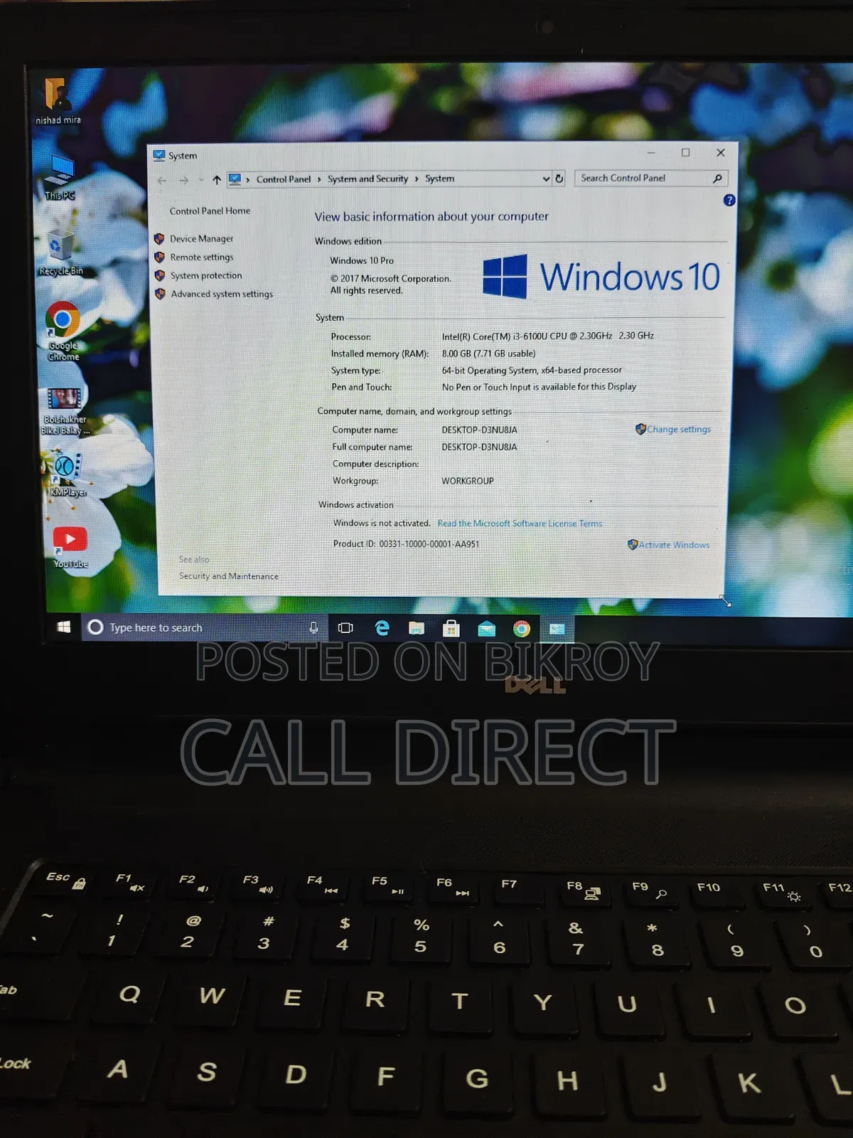 Laptop Dell Inspiron 15 8GB Intel Core I3 SSD 256GB