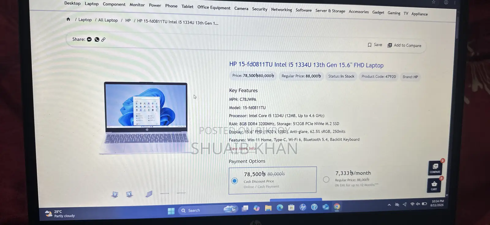 Laptop HP 15-fd1020ns 16GB Intel Core i5 SSD 512GB