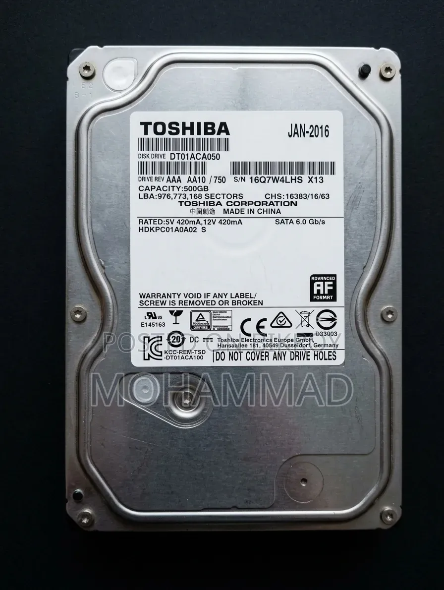 Toshiba 500GB SATA HDD – DT01ACA050 – 7200RPM Desktop Hard Drive