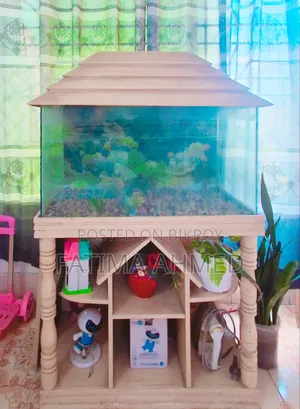 Aquarium With Wooden Display Rack and LED Light - Fresh Condition
