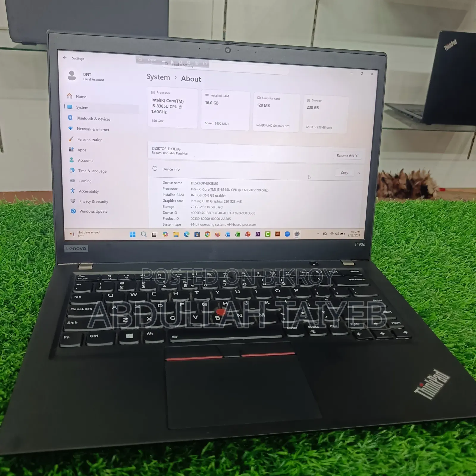 Laptop Lenovo ThinkPad T480 8GB Intel Core i5 SSD 256GB