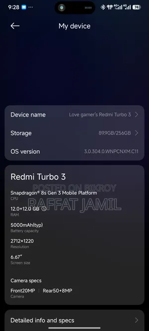 Xiaomi Redmi Turbo 3 256 GB Black