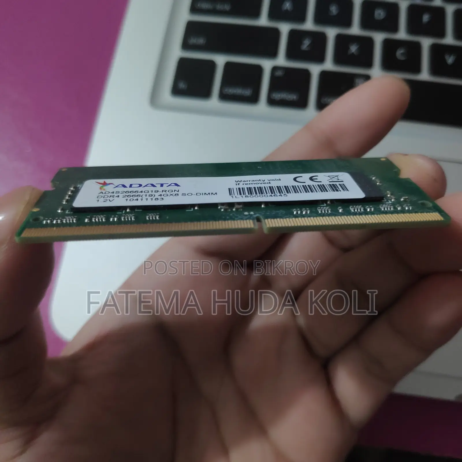 অরজিনাল ৪জিবি ডিডিআর৪ ল্যাপটপ র‍্যাম