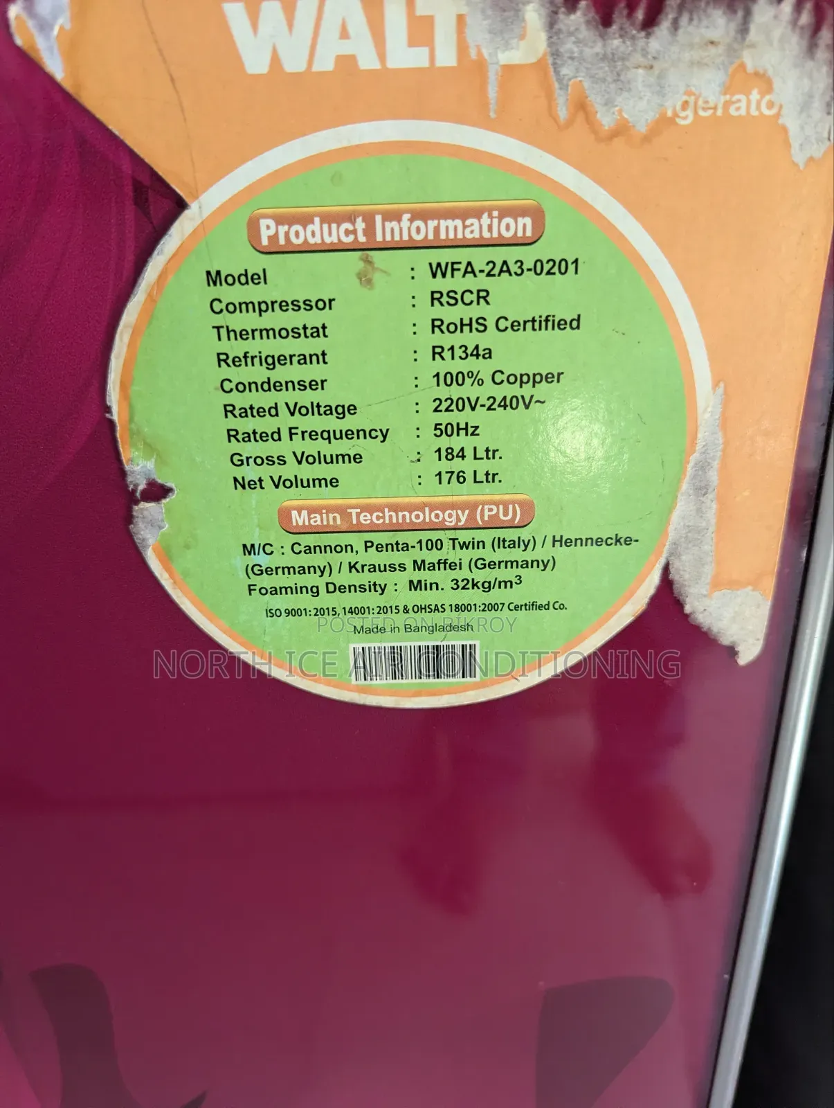 Walton Golapi Colour Glass Door Fridge 184 Ltr.