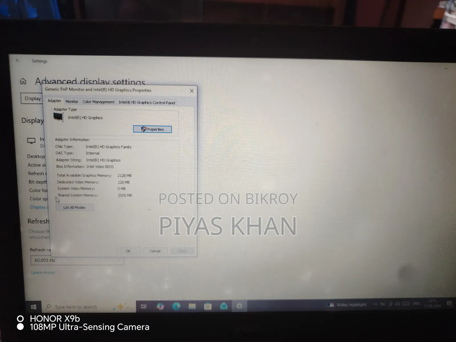 Laptop Dell 4GB Intel Pentium SSD 128GB