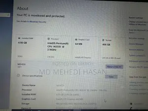 Laptop Lenovo 4GB Intel Pentium HDD+SSD 512GB