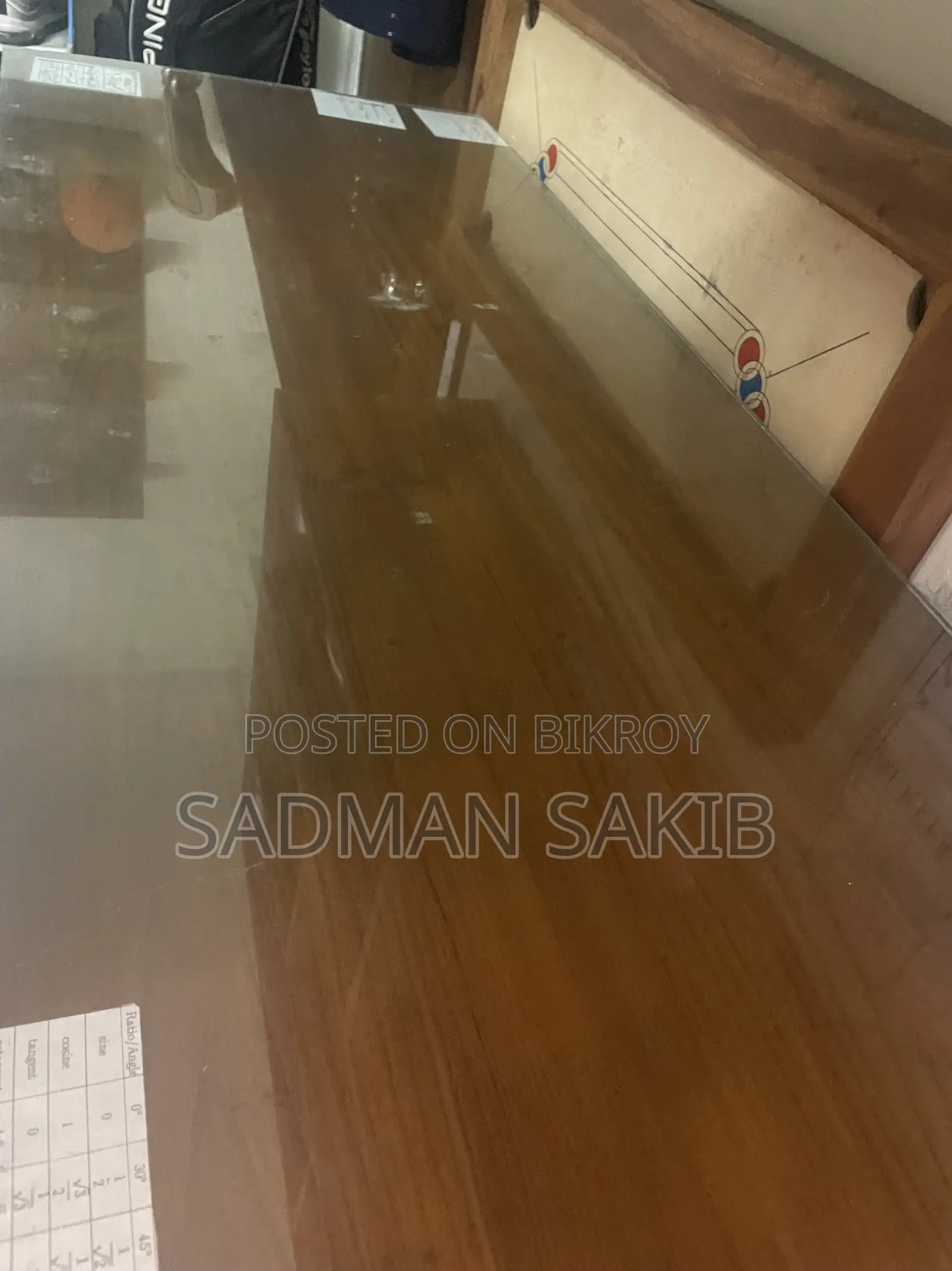 Wooden Study Table With Glass (Used)
