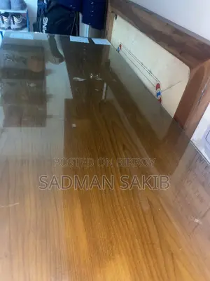 Wooden Study Table With Glass (Used)