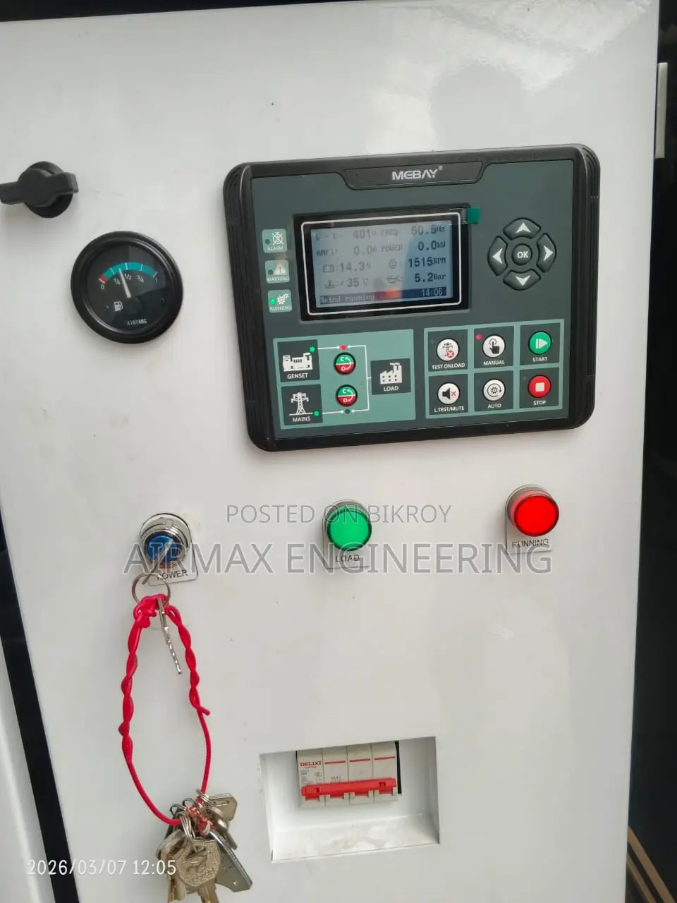 Ricardo 50 kVA / 40 kW Diesel Generator – Typical Specifications