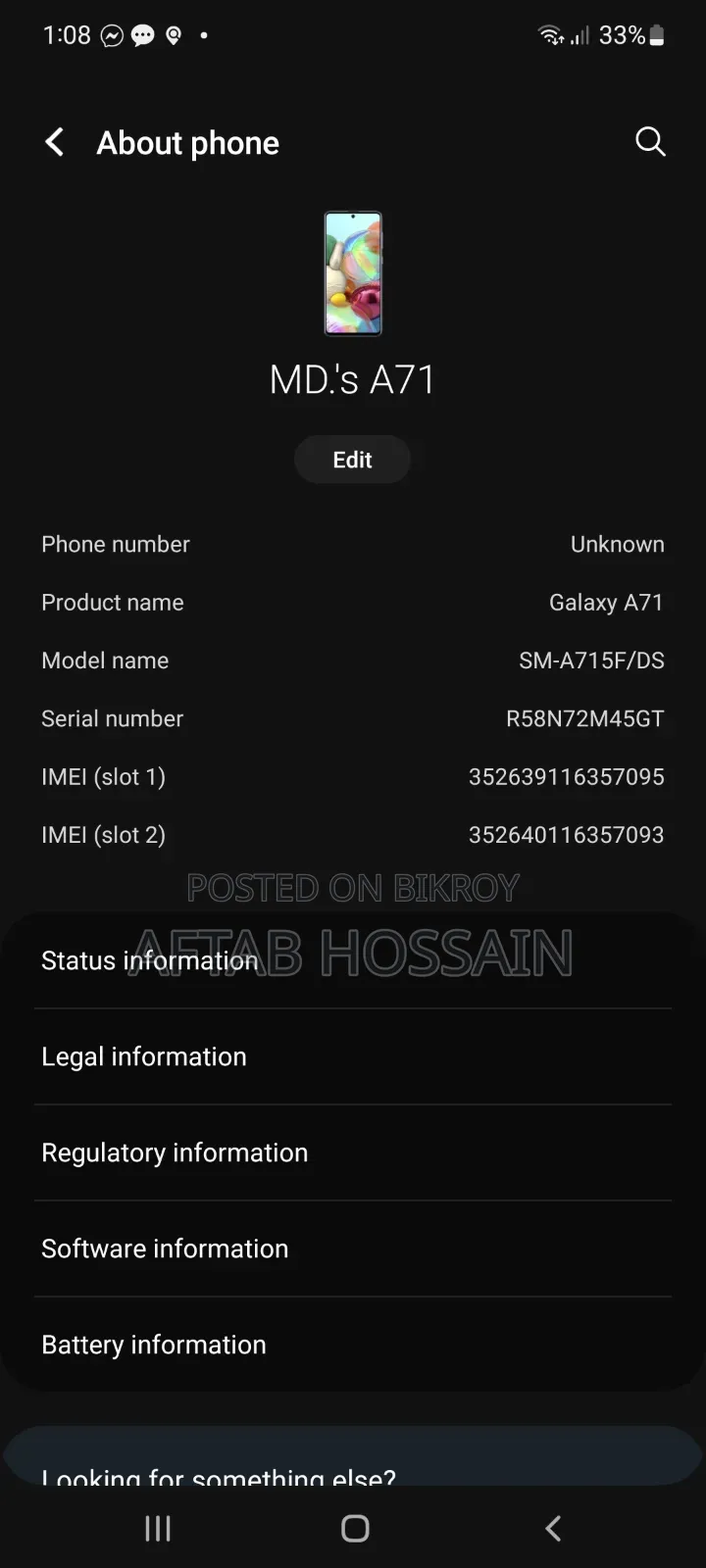Samsung Galaxy A71 128 GB White