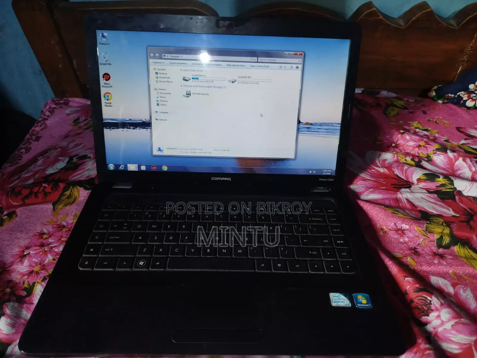 Laptop HP Compaq Presario CQ62 4GB Intel Celeron SSD 128GB