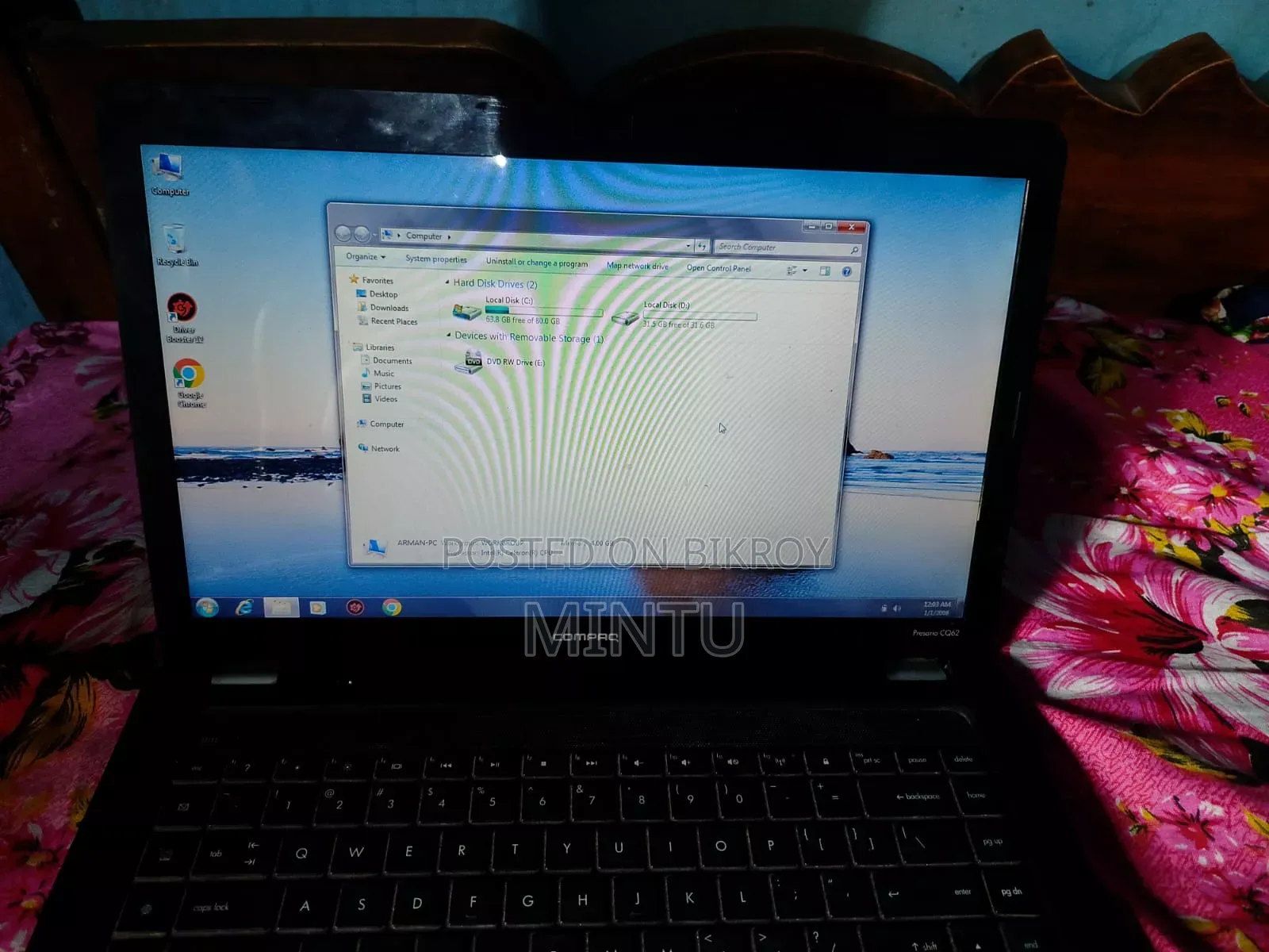 Laptop HP Compaq Presario CQ62 4GB Intel Celeron SSD 128GB