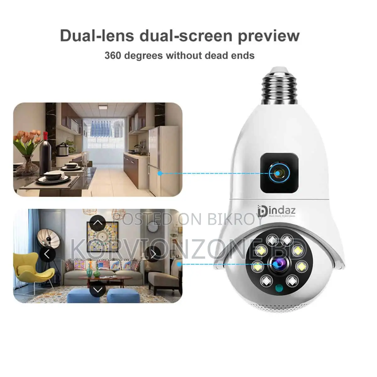 V380 Pro Dual Lens (2MP+2MP) 4MP WIFI IP Camera V380 Bulb Wireless Cam