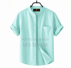 Premium Oxford Cotton Band Collar Short Sleeve Shirt