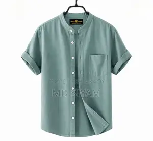 Premium Oxford Cotton Band Collar Short Sleeve Shirt