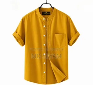 Premium Oxford Cotton Band Collar Short Sleeve Shirt