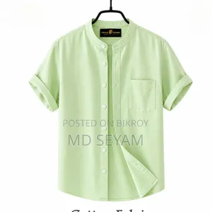 Premium Oxford Cotton Band Collar Short Sleeve Shirt