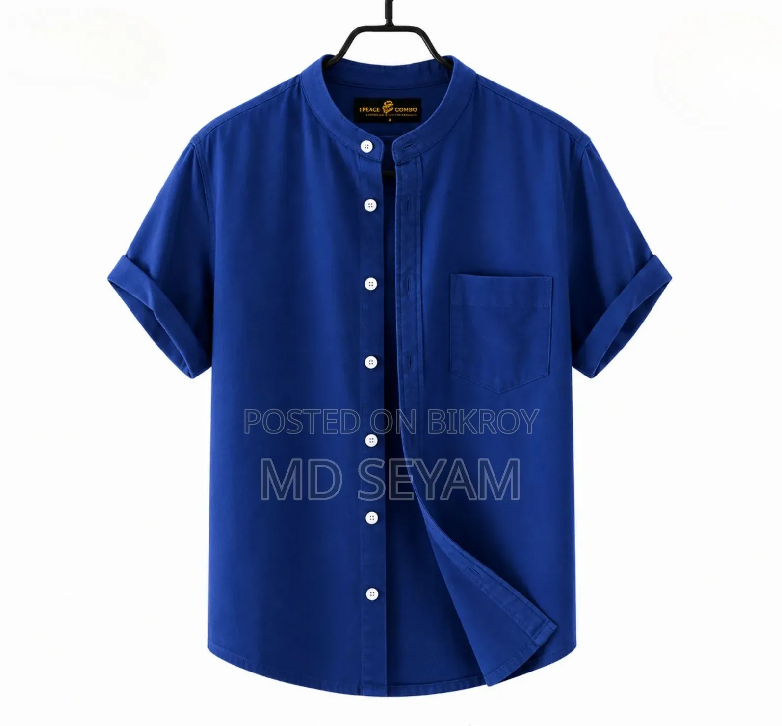 Premium Oxford Cotton Band Collar Short Sleeve Shirt