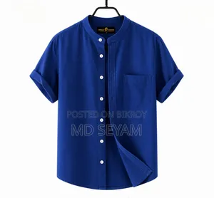 Premium Oxford Cotton Band Collar Short Sleeve Shirt