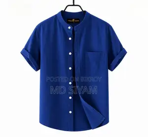 Premium Oxford Cotton Band Collar Short Sleeve Shirt