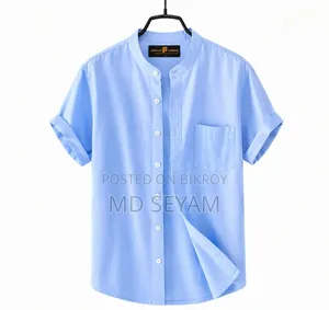 Premium Oxford Cotton Band Collar Short Sleeve Shirt