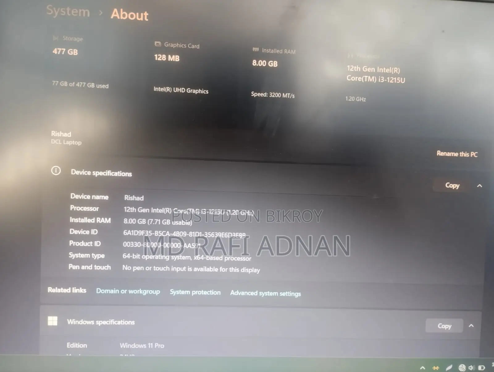 Laptop 8GB SSD 512GB