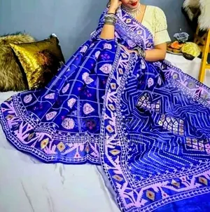 Half Silk Handprinted Sarees
