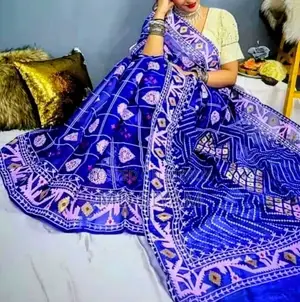 Half Silk Handprinted Sarees