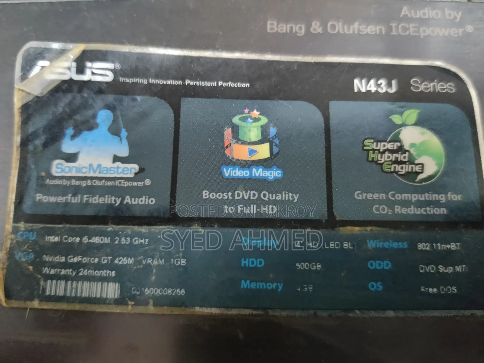 ল্যাপটপ ASUS N43JQ 4GB ইন্টেল কোর আই৫ HDD 500GB
