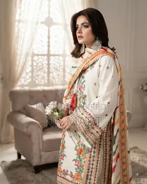 White Farsy Dress – Premium Floral Embroidery Collection