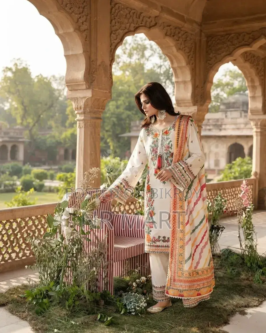 White Farsy Dress – Premium Floral Embroidery Collection