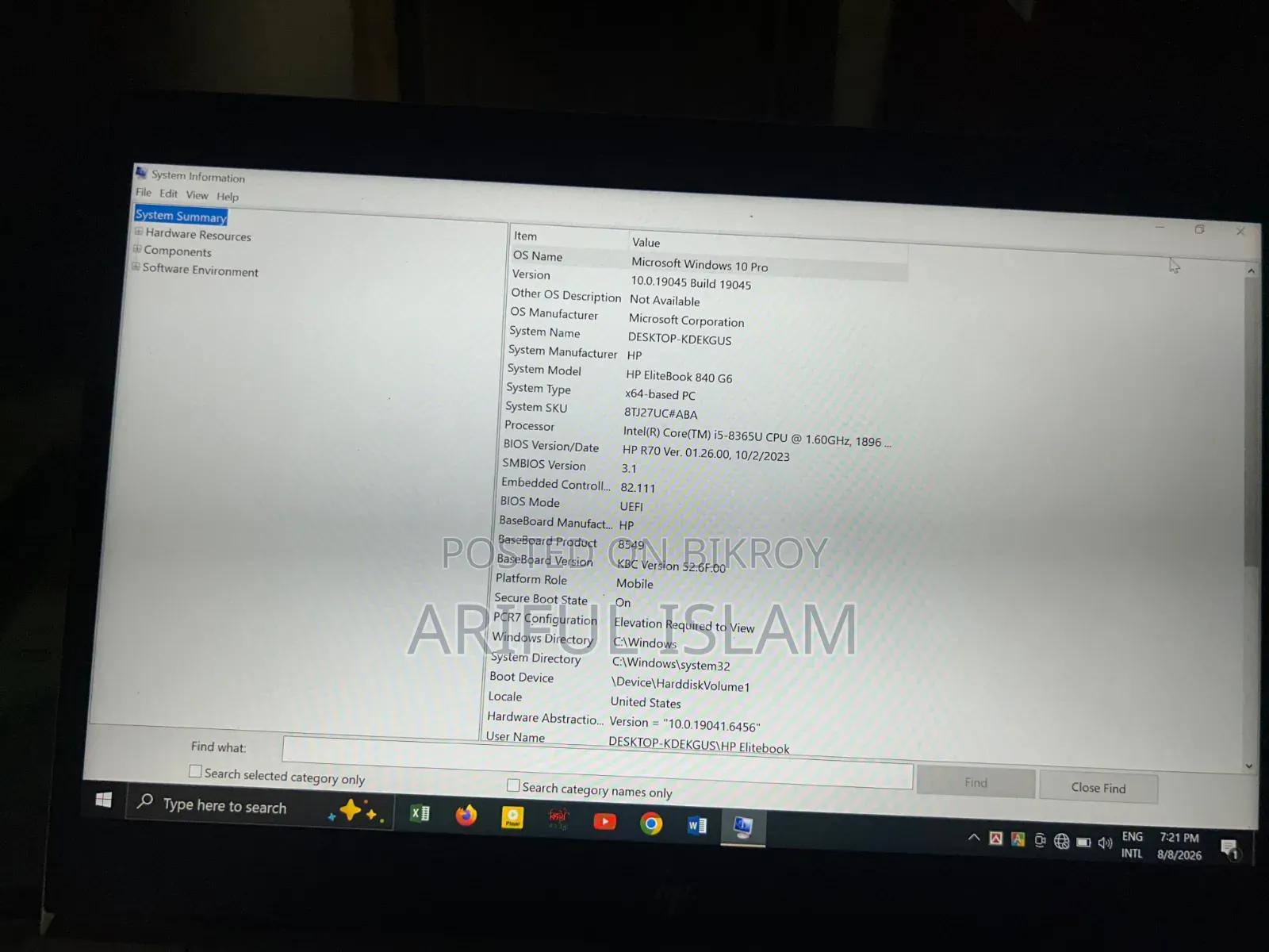 Laptop HP EliteBook 840 G6 8GB Intel Core I5 SSD 128GB