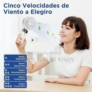 Hand Held Fan,Portable Handheld USB Rechargeable Fans with 5 Speeds