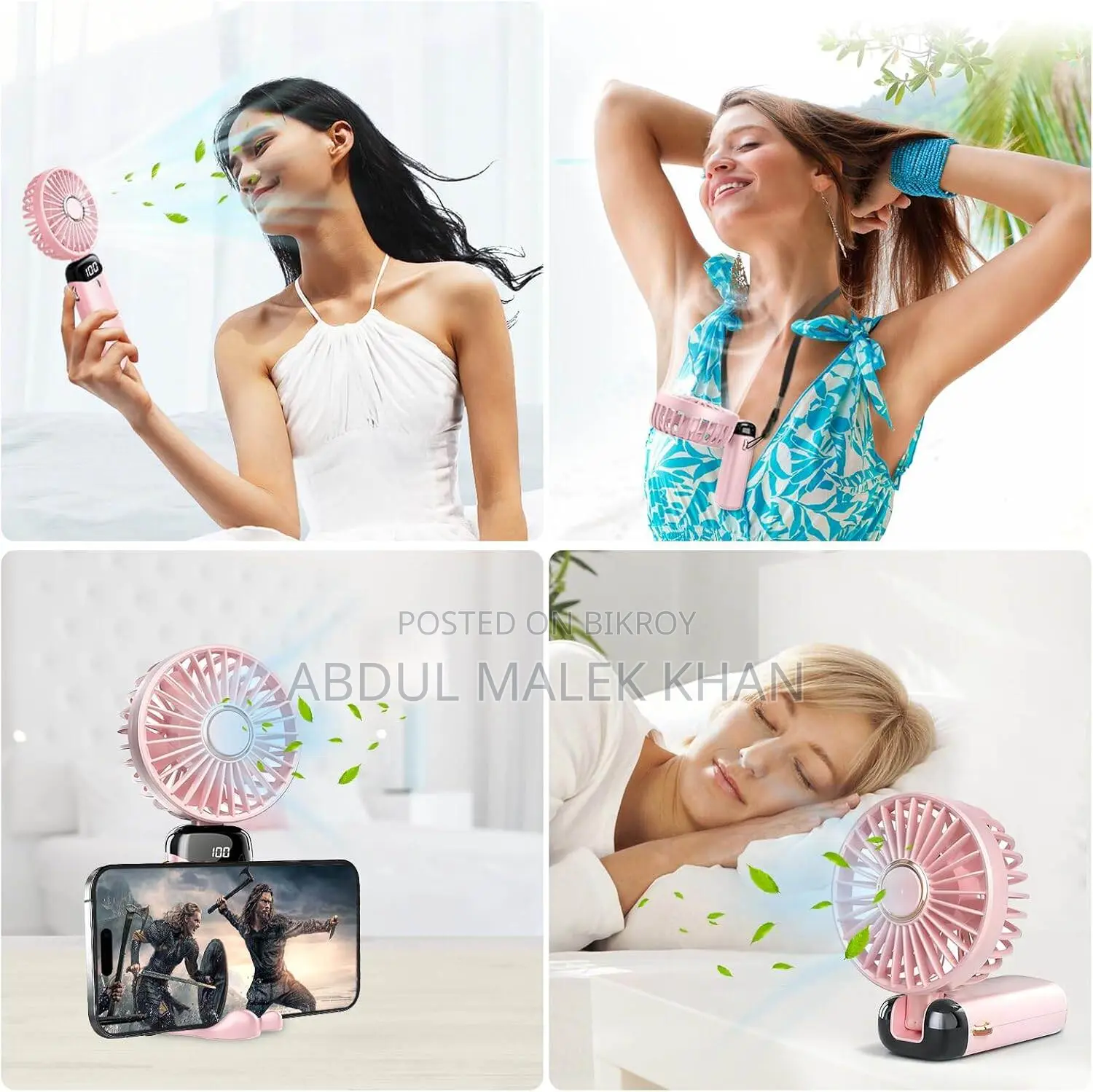 Hand Held Fan,Portable Handheld USB Rechargeable Fans with 5 Speeds