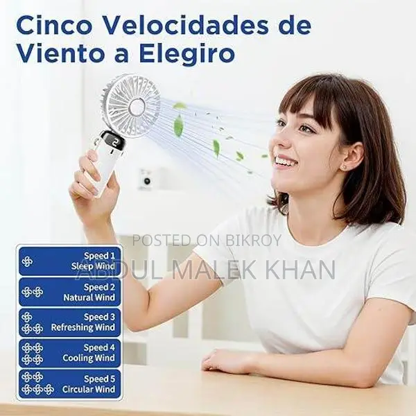 Hand Held Fan,Portable Handheld USB Rechargeable Fans with 5 Speeds
