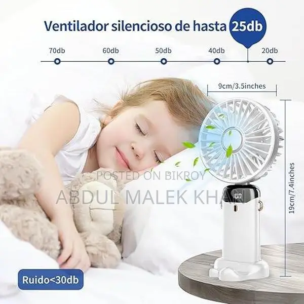 Hand Held Fan,Portable Handheld USB Rechargeable Fans with 5 Speeds