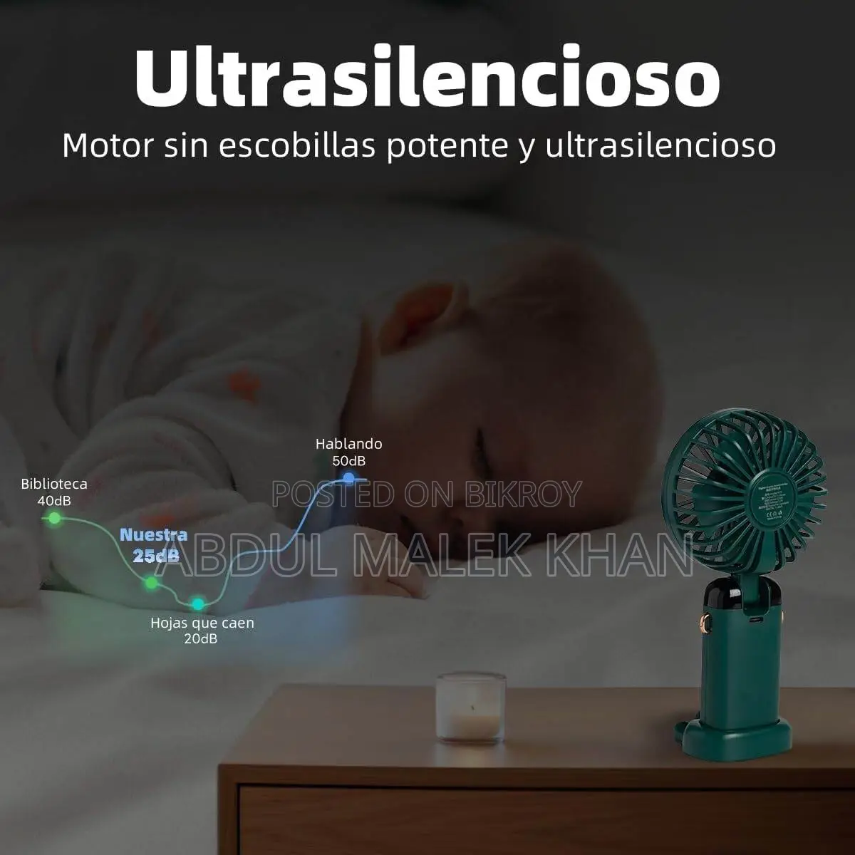 Hand Held Fan,Portable Handheld USB Rechargeable Fans with 5 Speeds