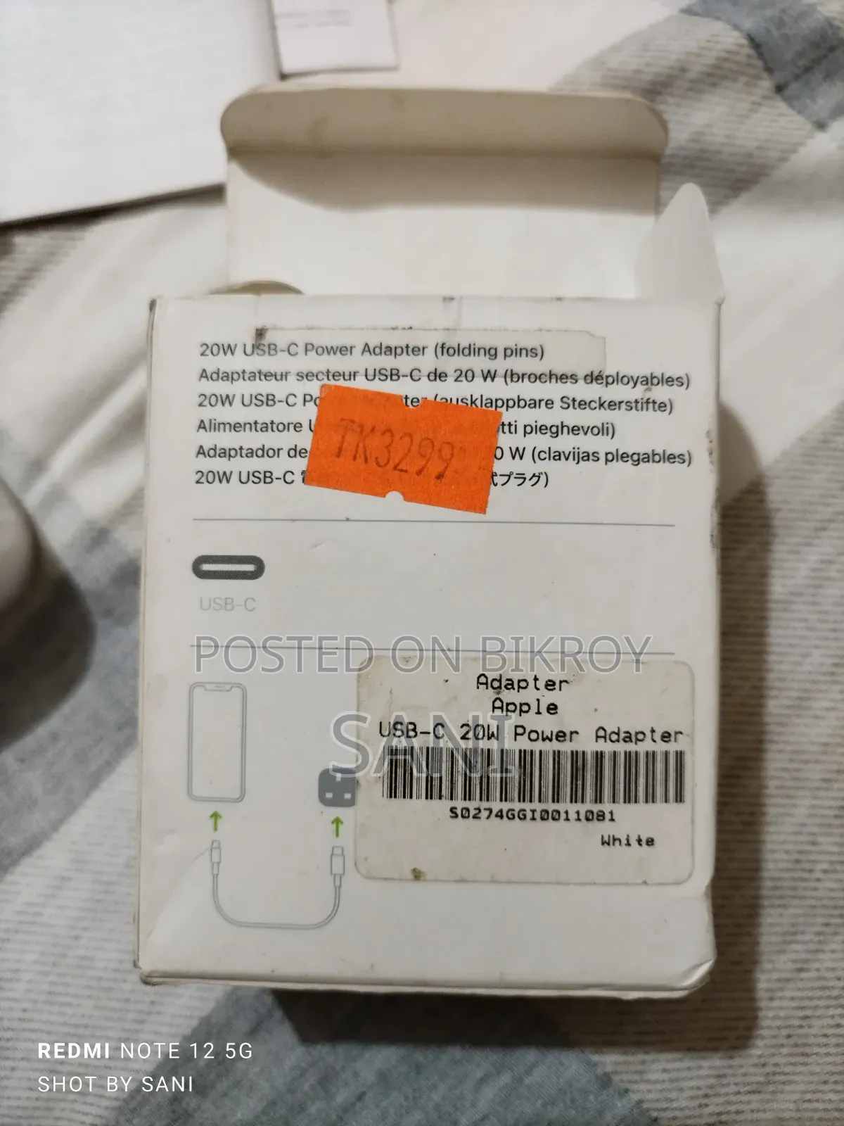 Original Apple 20W USB-C Power Adapter (Folding Pins) + Braided Cable