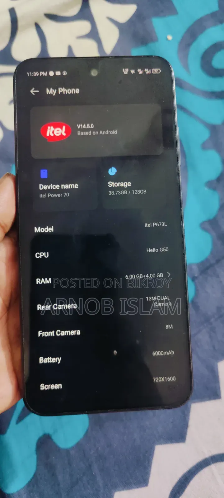 Itel Power 70 128 GB Black