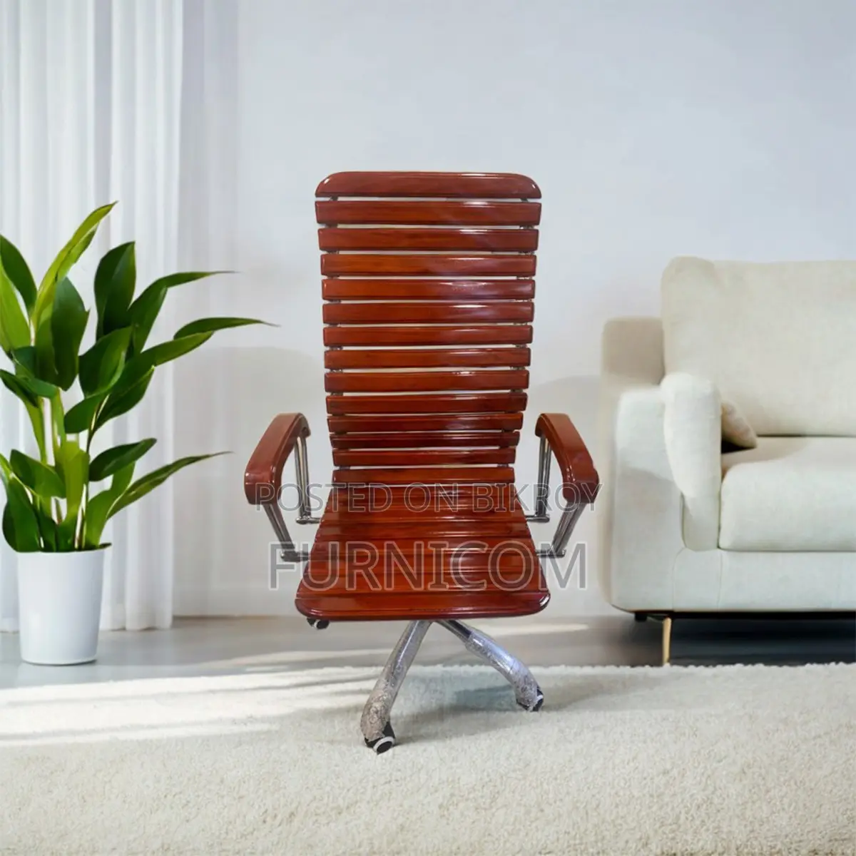 Curvylinear Wooden Boss Chair Mahogany (FCWC 7)